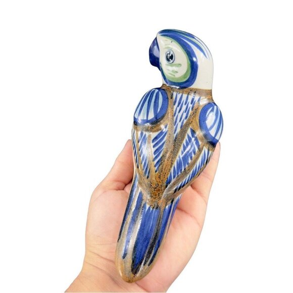 Hand Made Mexican Pottery Large Bird Figurine Artist Signed Folk Art Tonala VTG - Picture 13 of 15